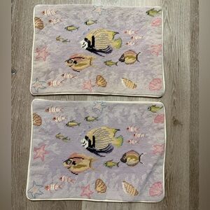 Set of 2 Colorful Fish Pattern Needlepoint Pillow Covers 13” by 18”